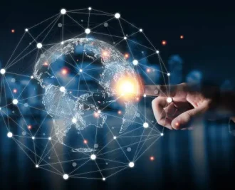 Student studying online using high-speed fibre internet in Canada
